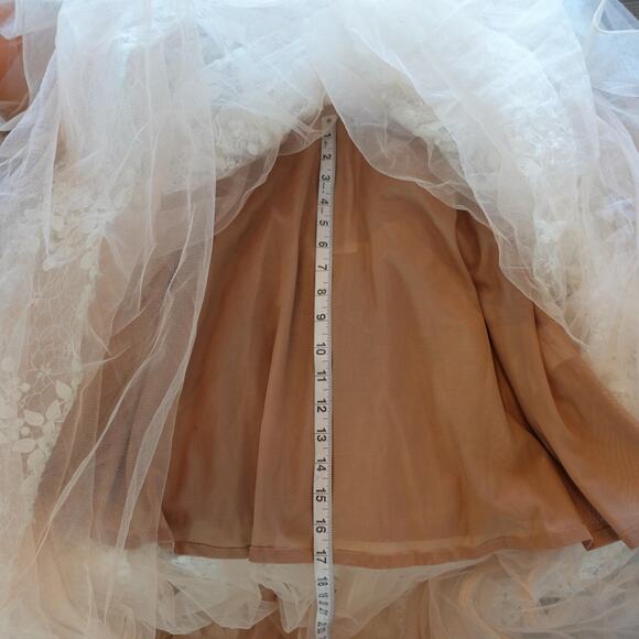 Bronx & Banco Megan Lace Maxi Dress Small White Floral Sheer Boho Bridal Gown - Picture 15 of 16